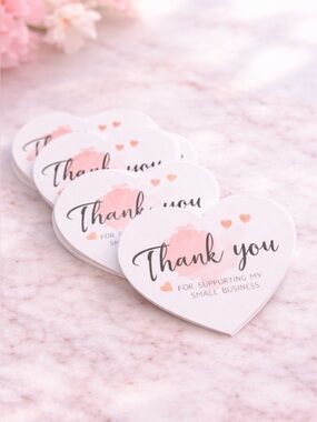 30 Heart Shape Watercolor Design Thank You Cards